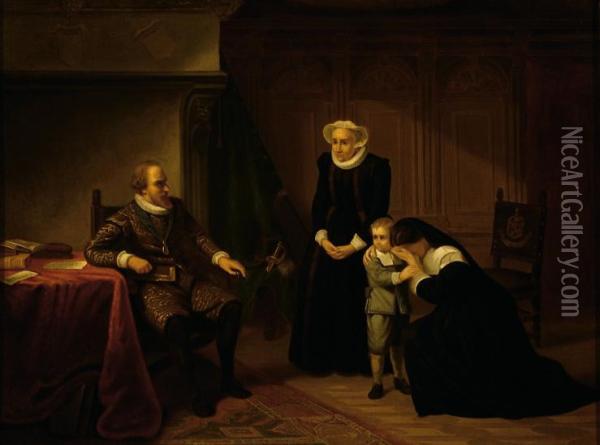 The Request For The Pardoning Of Reinier Van Groeneveldt As Addressed To Prins Maurits Oil Painting - Hendrik Jacobus Scholten