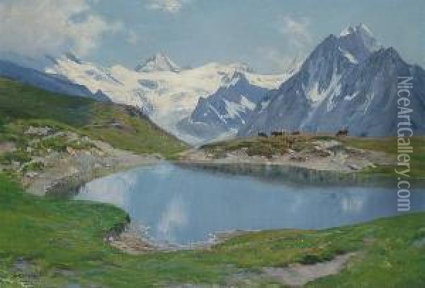 Alpe De Cotter Oil Painting - Fritz Edouard Huguenin-Lassauguette