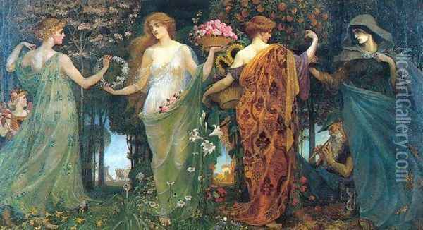 The Masque of the Four Seasons Oil Painting - Walter Crane