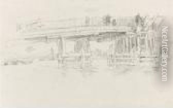 Old Battersea Bridge (spink/stratis/tedeschi 18) Oil Painting - James Abbott McNeill Whistler