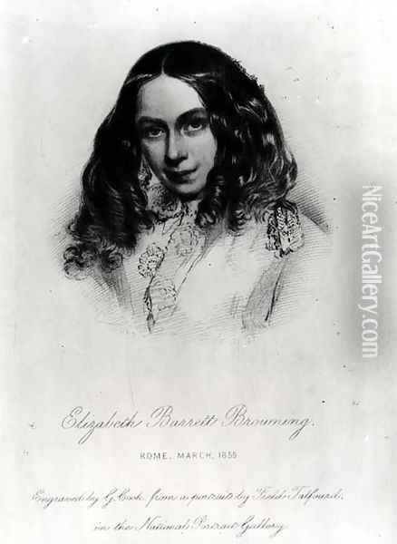 Portrait of Elizabeth Barrett Browning 1806-61 in 1859, engraved by G. Cook Oil Painting - Field Talfourd