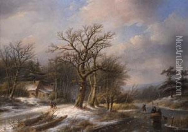 Winterlandschaft Mit Holzsammlern Oil Painting - Jan Jacob Coenraad Spohler