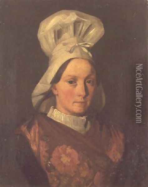 Portrait of the artist's sister, Emily, c.1841-45 Oil Painting - Jean-Francois Millet