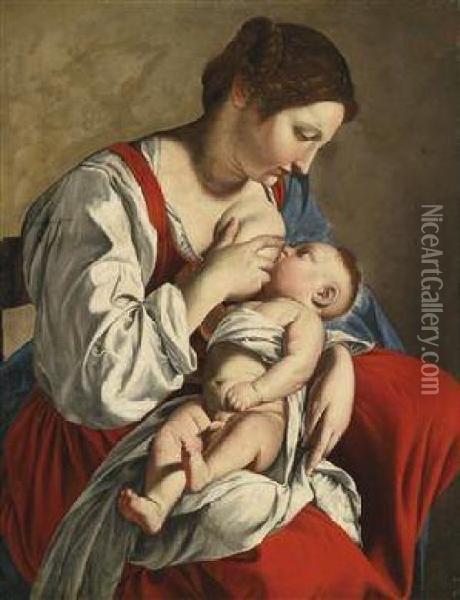 Madonna With Child Oil Painting - Orazio Gentileschi