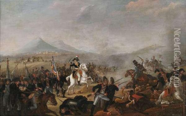 Napoleon In The Battle Of Marengo. Oil Painting - Jean Simon Berthelemy
