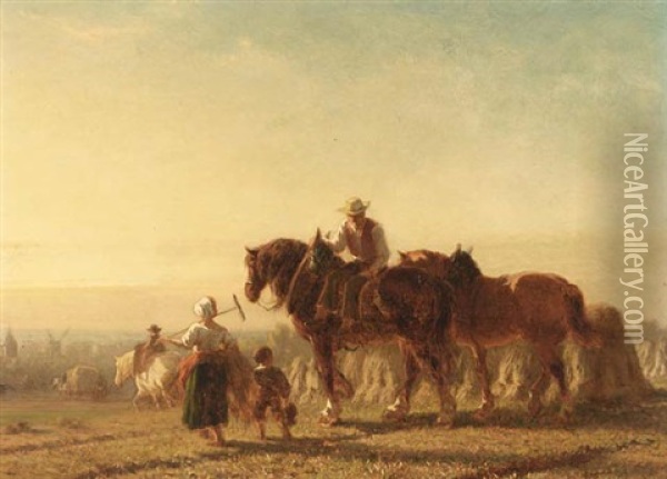 A Family Returning From The Harvest Oil Painting - Pieter Frederick Van Os