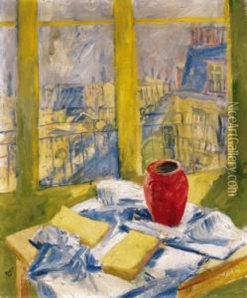 Still-life On The Window-sill Of The Studio Oil Painting - Andor Basch