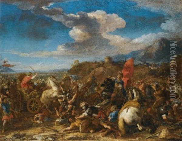 The Battle Of Issus: Alexander The Great's Army Defeats Darius And The Persians Oil Painting - Jacques Courtois