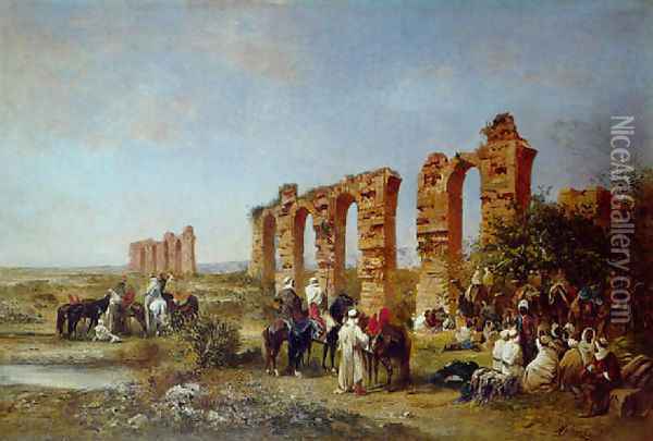 Rassemblement aux abords des ruines 1873 Oil Painting - Honore Boze