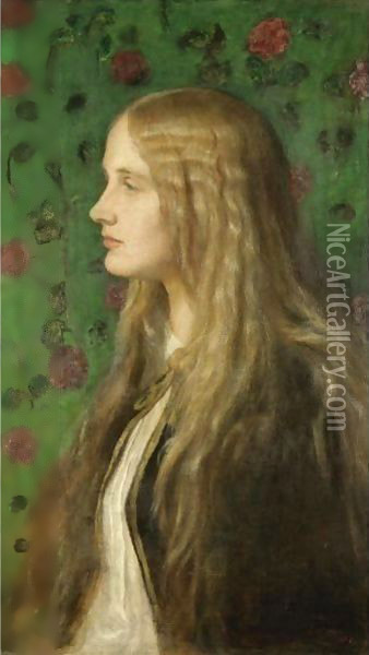 Portrait Of Edith Villiers, Later The Countess Of Lytton Oil Painting - George Frederick Watts