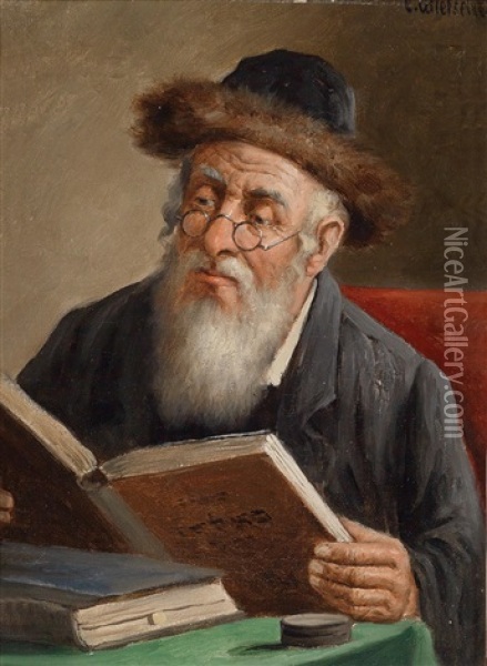 Talmud Studium Oil Painting - Carl Ostersetzer