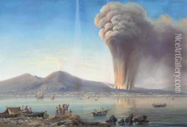 An Eruption On The Bay Of Naples Oil Painting - Gioacchino La Pira