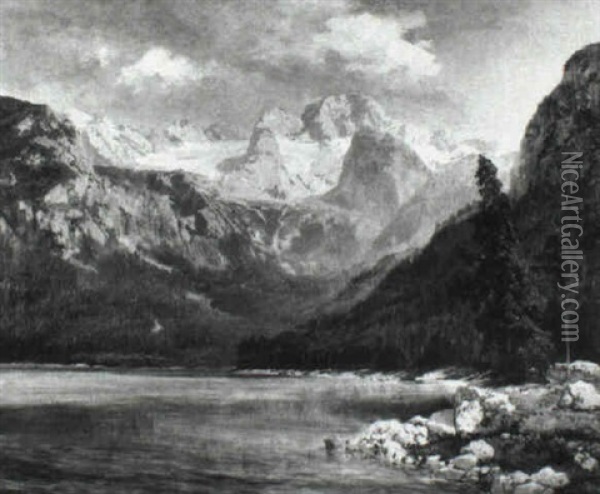 Blick Auf Das Dachsteinmassiv Oil Painting - Konrad Petrides