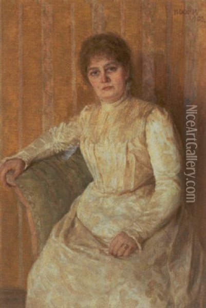Portraet Af Kvinde I Stol Oil Painting - Heinrich Dohm