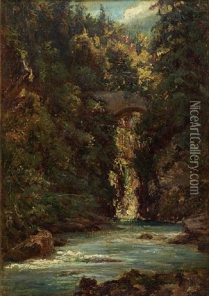 Pont Au-dessus De Gorges Oil Painting - Andre Giroux