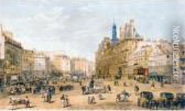 Place De Greve, Paris Oil Painting - Thomas Shotter Boys