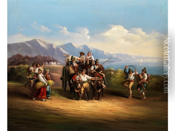 Neapolitanische Bauern Auf Dem Heimweg Von Der Ernte Oil Painting - Gustav Friedrich Wilh. Richter