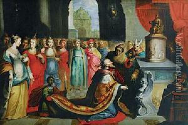 La Idolatria De Salomon Oil Painting - Cornelis de Baellieur