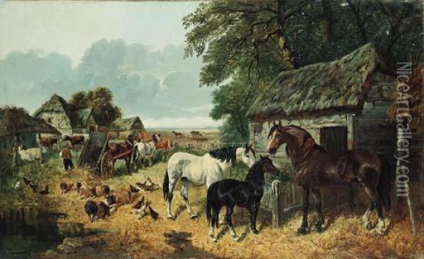 A Busy Farmyard Oil Painting - John Frederick Herring Snr