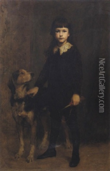 Portrait De Jacques Baudry, Fils De Paul Baudry Oil Painting - Charles Auguste Mengin