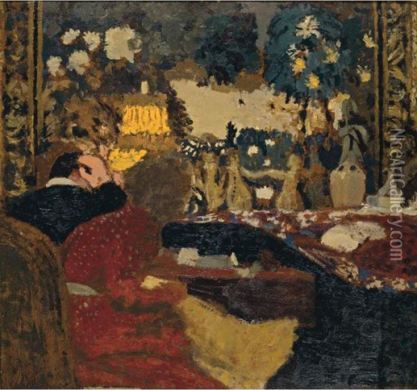 Devant La Tapisserie: Misia Et Thadee Natanson, Rue St. Florentin Oil Painting - Jean-Edouard Vuillard