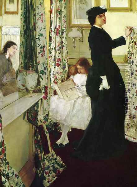 Harmony in Green and Rose- The Music Room 1860-61 Oil Painting - James Abbott McNeill Whistler