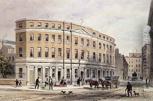 New Houses at Entrance of Gresham St, 1851 Oil Painting - Thomas Hosmer Shepherd