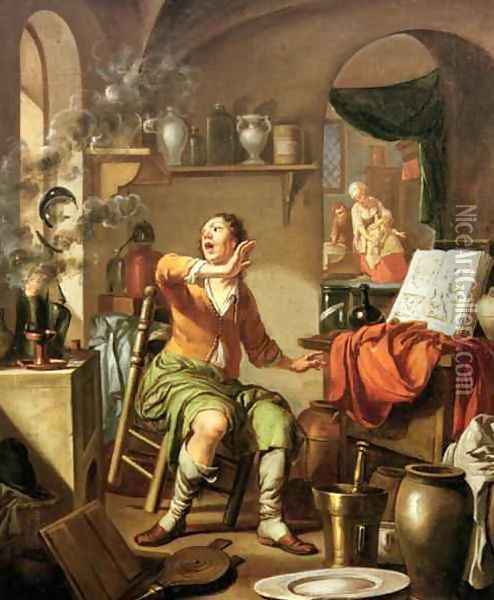 The Alchemist Oil Painting - Hendrick Heerschop or Herschop