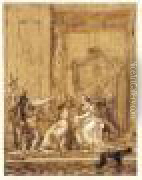 Saint Jean-baptiste Reproche A Herode D'avoir Pris La Femme De Son
 Frere, Heriodade Oil Painting - Giovanni Domenico Tiepolo