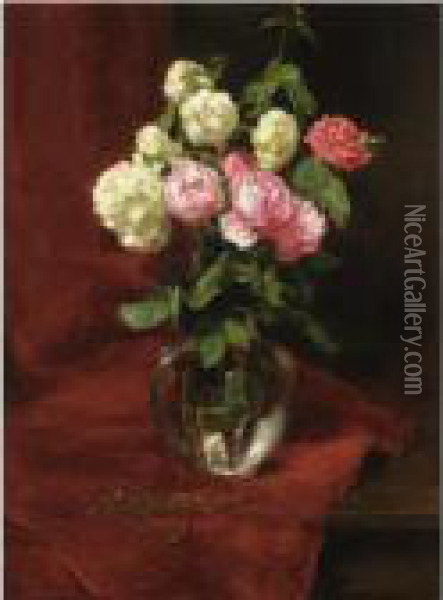 Roses And Hortensias Oil Painting - Alexis Vollon