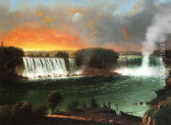 Niagara Falls from Table Rock Oil Painting - Nicolino Calyo