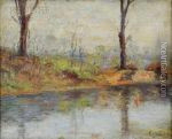 Along The Riverbank Oil Painting - Ernest Lawson