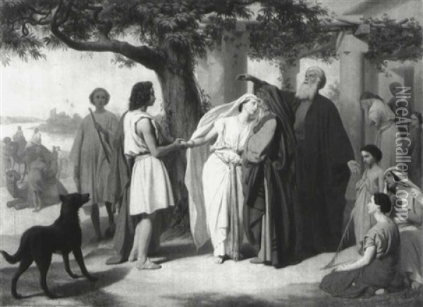 The Sad Farewell Oil Painting - Jean-Baptiste Auguste Leloir