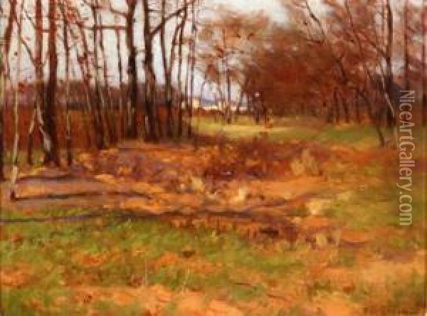 Late Autumn Landscape With Birch Trees Oil Painting - Frank Charles Peyraud