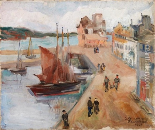 Le Port A Concarneau Oil Painting - Sam Granowsky