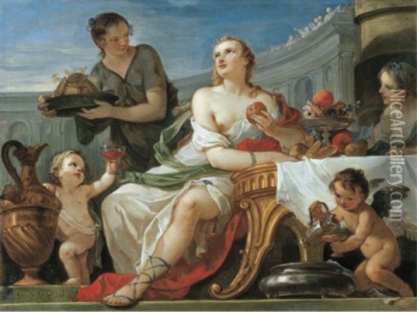 The Feast Of Psyche Oil Painting - Charles Joseph Natoire