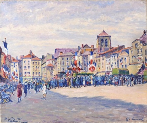 Fete Du 14 Juillet 1920 A Chalons Sur Marne Oil Painting - Gustave Camille Gaston Cariot