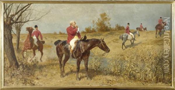 A Hunt Oil Painting - Carl Rudolf S. Huber