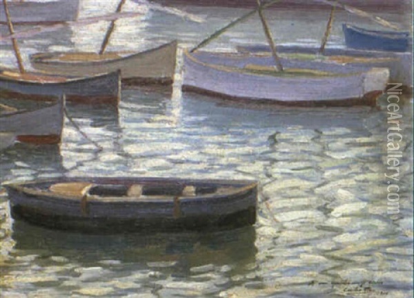 Boats Oil Painting - Cecilio Pla