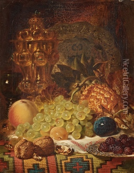 Still Life With Fruits And Walnuts Oil Painting - George Lance