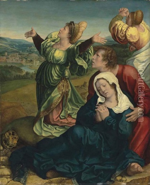 The Holy Women And Saint John Oil Painting - Bernaert (Barend) van Orley
