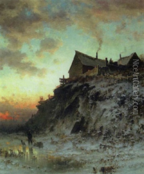 Early Settlers In Manhattan Oil Painting - George Herbert McCord