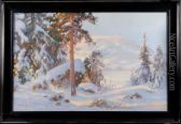 Vinterlandskap Oil Painting - Carl Brandt