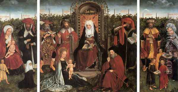 Triptych with the Family of St Anne Oil Painting - Unknown Painter