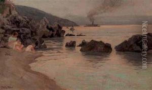 Giochi Sulla Spiaggia Oil Painting - Robert Nadler