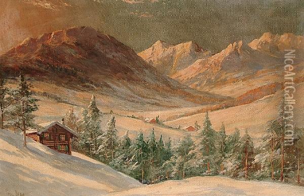 'gstaad'; 'mount Pilatus, Lake Lucerne' Oil Painting - Paul, John Dean