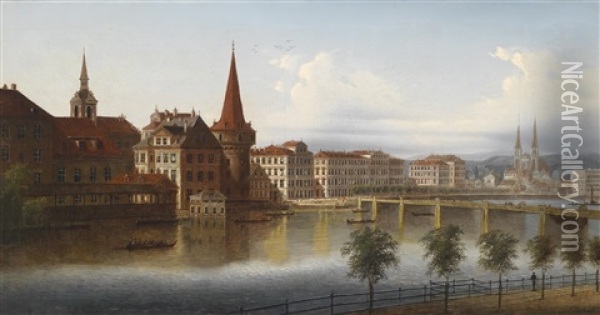 Blick Auf Luzern, Schweiz Oil Painting - Johann Wilhelm Jankowski