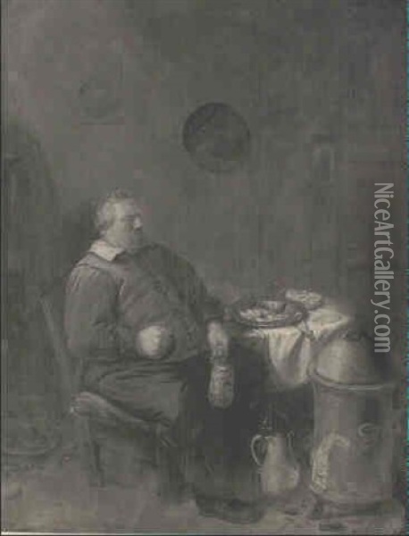 Un Buveur Pres D'un Poele Oil Painting - Joos van Craesbeeck