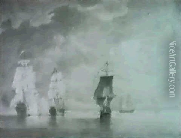 A Sea Battle Off Cape St. Vincent Oil Painting - Charles Brooking