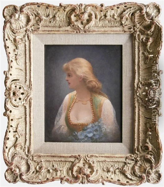 Portrait Of Girl Oil Painting - Georges Croegaert